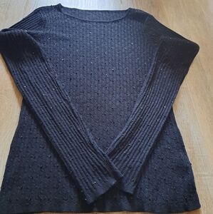 Vintage Sequin Sweater Black Long Sleeve Round Crew Scoop Neck Top